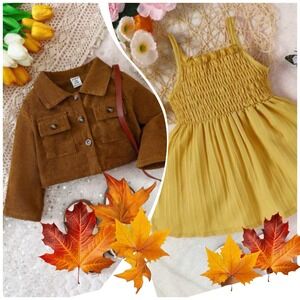 Fall Kids Baby Girls Dress And Top Outfit Size 6-9 Months  Used